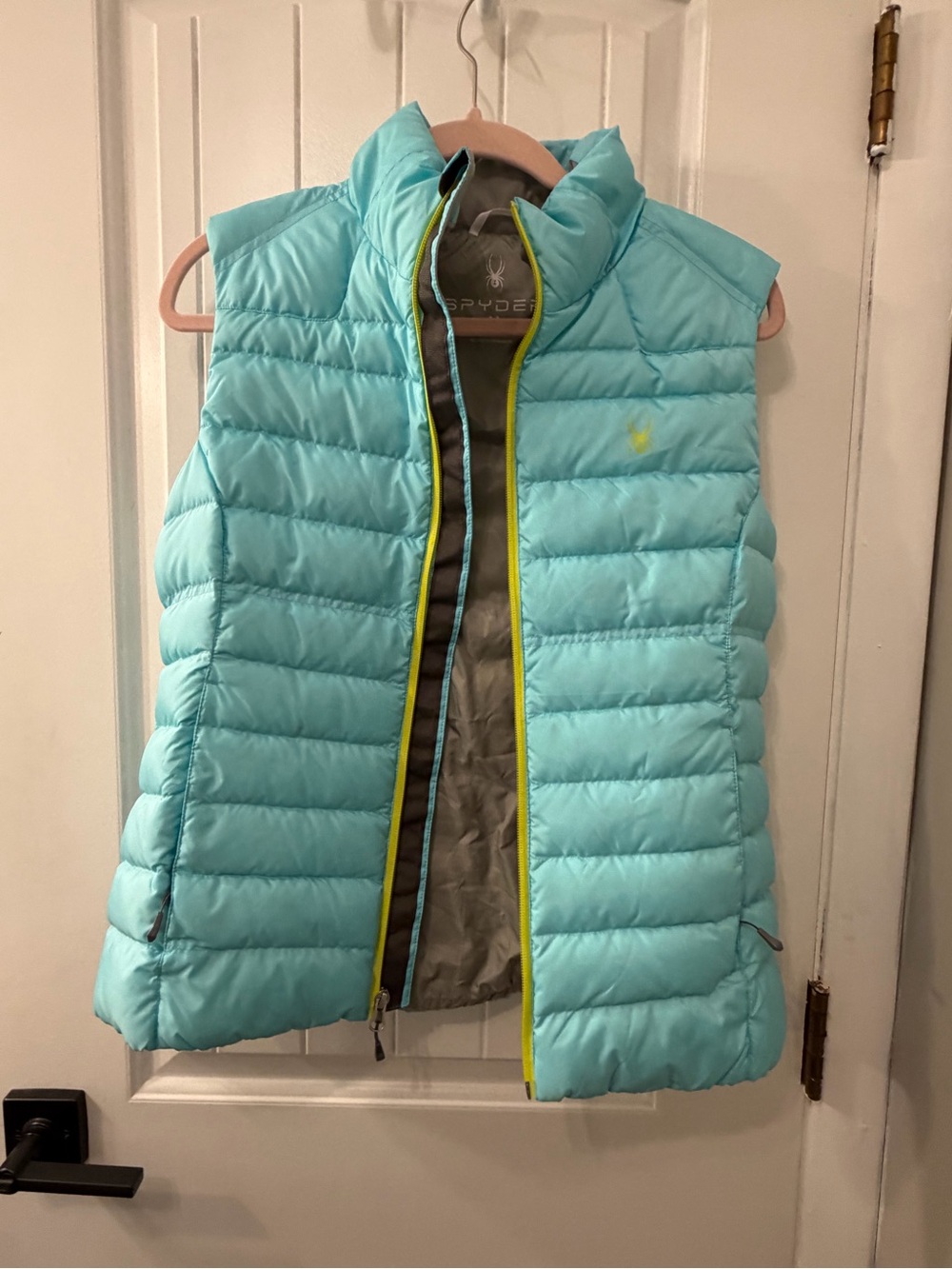 Spyder Women's Aqua Quilted Puffer Vest with Lime Trim